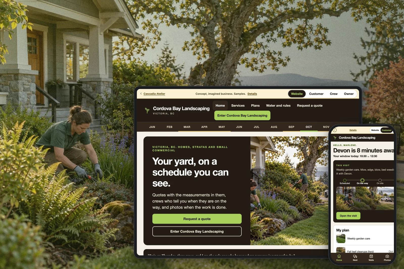 Landscaping website and app concept