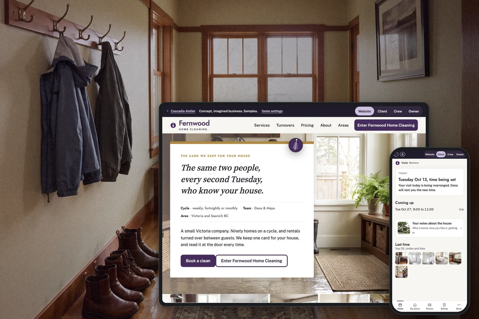 Cleaning website and app concept
