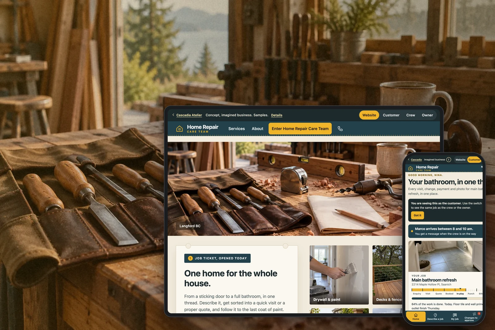 Home repair website and app concept