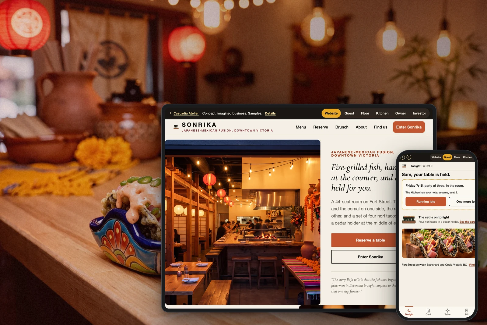 Food & hospitality website and app concept